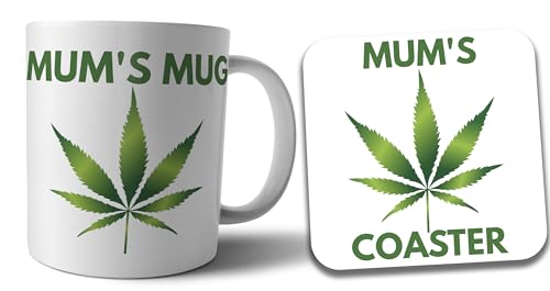 AK Giftshop Mum Cannabis Weed Leaf Tasse & Untersetzer Geschenkset Muttertag/Geburtstag von AK Giftshop