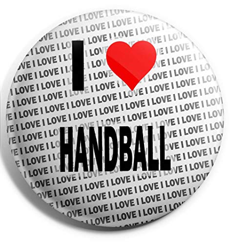 Anstecknadel"I Love Handball", 75 mm, Geschenk – Geburtstag, Weihnachten – Strumpffüller von AK Giftshop