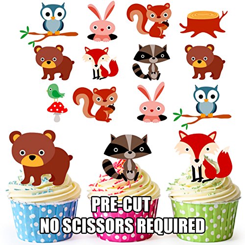 Kinder WOODLAND Creatures Party Pack, Kuchen Dekorationen – 36 Essbar Stand-up Cupcake Topper von AK Giftshop