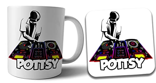 DJ-Tasse und Untersetzer, personalisierbar, Geschenk-Set von AK Giftshop