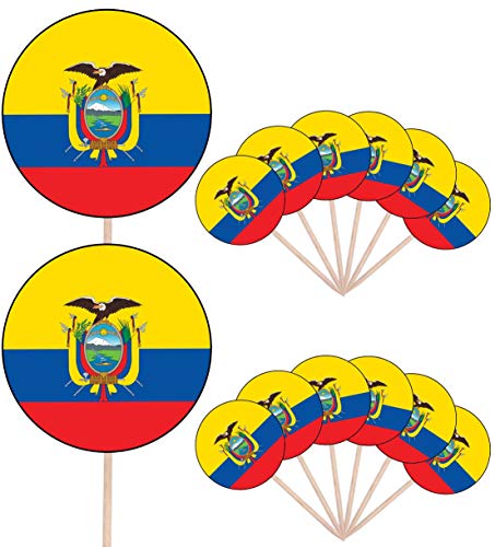 Ecuador Flagge, Party-Dekoration für Kuchen, Cupcakes, Stäbchen, Flaggen zum Aufstellen, 14 Stück von AK Giftshop