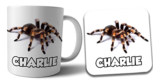 Personalisierte Tarantula Spinne Tasse und Untersetzer Geschenkset von AK Giftshop