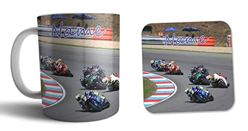 Personalisierte Tasse und Untersetzer – Motorrad Moto GP – Geschenk – Geburtstag – Weihnachten – Strumpffüller – Wichteln von AK Giftshop