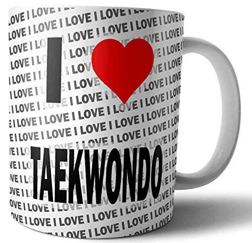 Tasse mit Aufschrift "I Love Taekwondo", für Tee, Kaffee, Geburtstag, Weihnachten von AK Giftshop