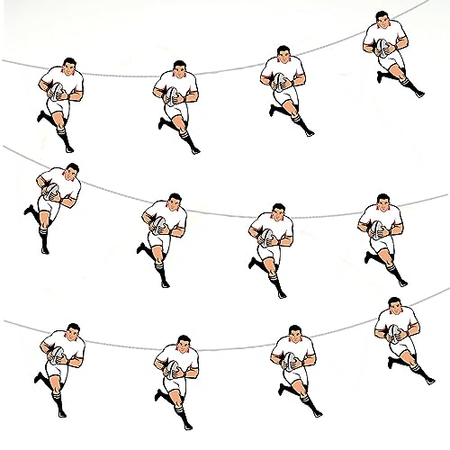 Wimpelkette, Motiv: Rugby-Spieler, Weiß, 12 Stück, 2,5 m von AK Giftshop