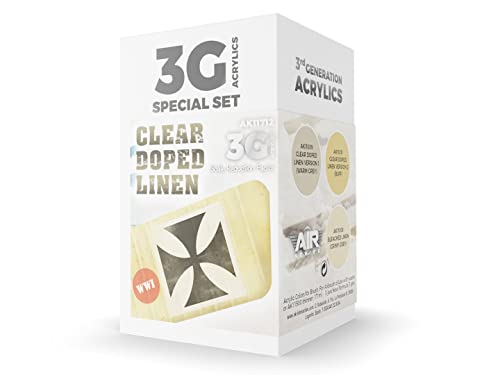 AK Acrylics 3Gen AIRCRAFT SET AK11712 Clear Doped Linen SET 3G (3x17ml) von AK Interactive