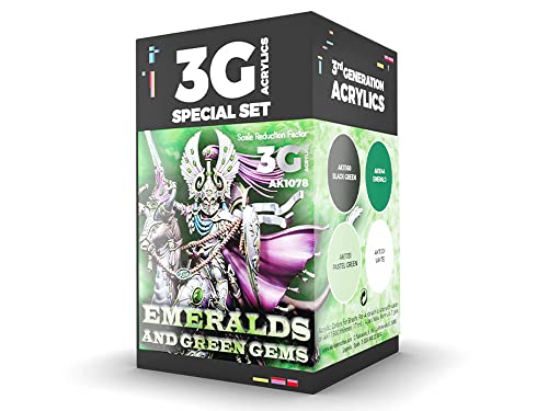 AK Acrylics 3Gen WARGAME SET AK1078 EMERALDS AND GREEN GEMS (4x17ml) von AK Interactive