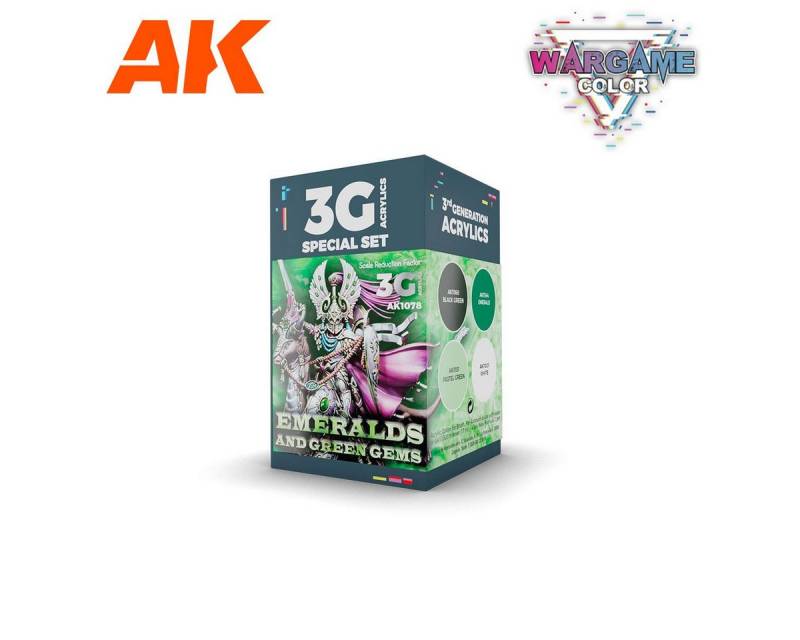 AK Interactive Acrylfarbe Wargame Color Set Emeralds And Green Gems (4x17ml) von AK Interactive