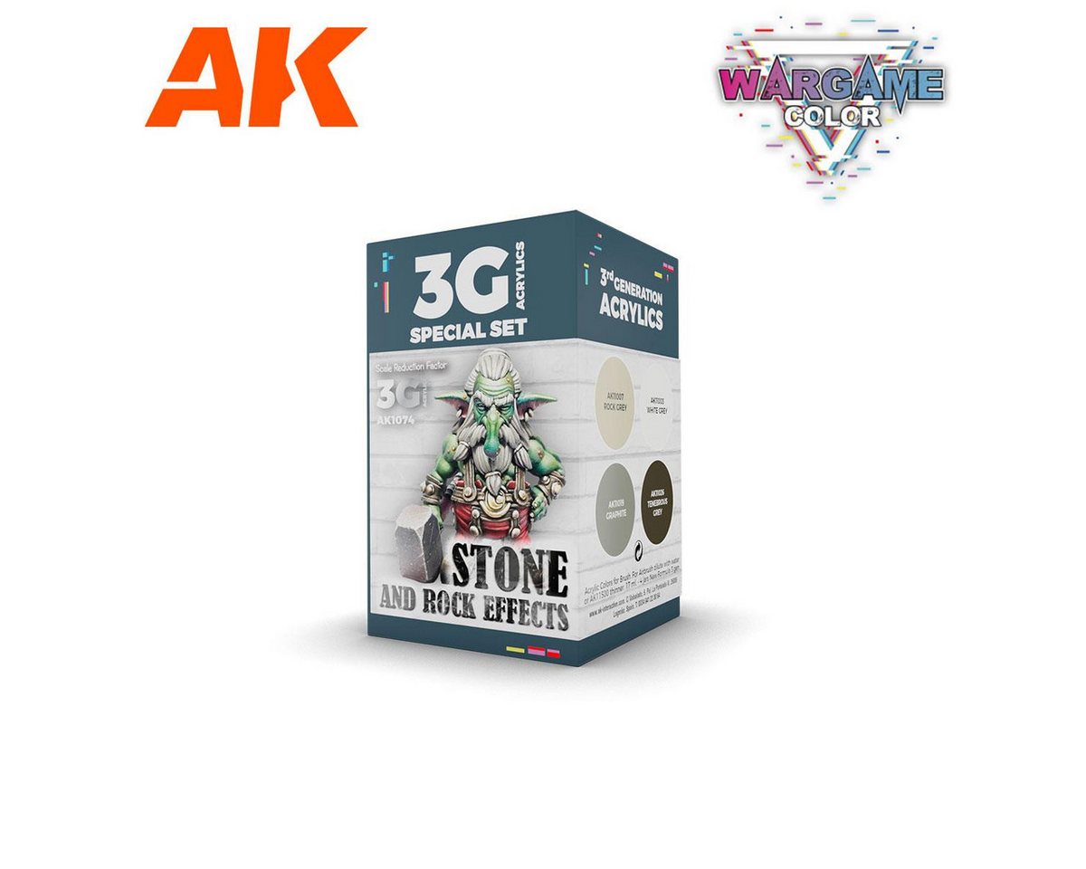 AK Interactive Acrylfarbe Wargame Color Set Stone And Rock Effects (4x17ml) von AK Interactive