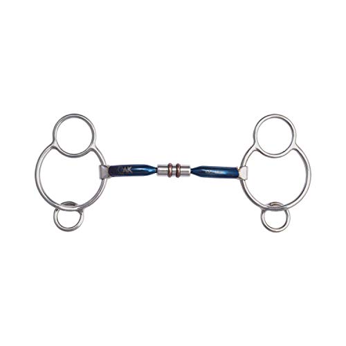 AK AKRS-2637 Universal-Trense, loser Ring, drehbar, Doppeltrense, für Pferde, Süßeisen, 14 cm, blau-Silber von AK Riding Sports Ltd