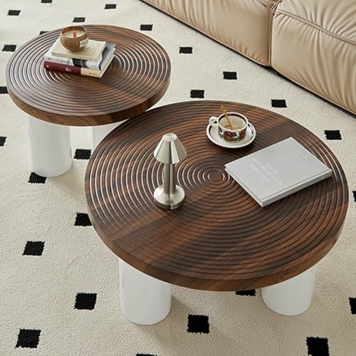 AKALNNB Runde Couchtisch Set, verdicktes Tischplatten-Design, Nesting Couchtisch 2er Set, für Wohnzimmer Balkon Büro Kreistisch Einfache Montage AKALNNB Runde Couchtisch Set, verdicktes Tischplatten-Design, Nesting Couchtisch 2er Set, für Wohnzimmer Balkon Büro Kreistisch Einfache Montage von AKALNNB
