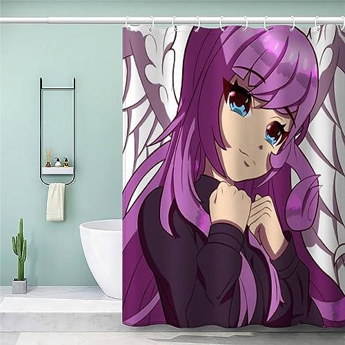 AKATIE Anime Duschvorhang 180x200 Manga-Mädchen Bad Vorhäng Anti-Schimmel Textil Anti-Bakteriel 3D Wasserdicht Duschvorhänge Badewanne mit 12 Hooks von AKATIE