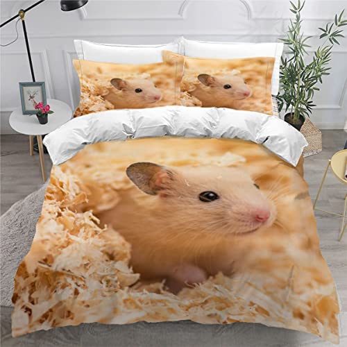 AKATIE Bettwäsche Meerschweinchen Bettwäsche 135x200 Kinder Goldhamster Bettbezug Set Weich Microfaser Kinderbettwäsche 3 Teilig Mit ReißVerschluss Mit 2 Kissenbezug 80x80 cm von AKATIE