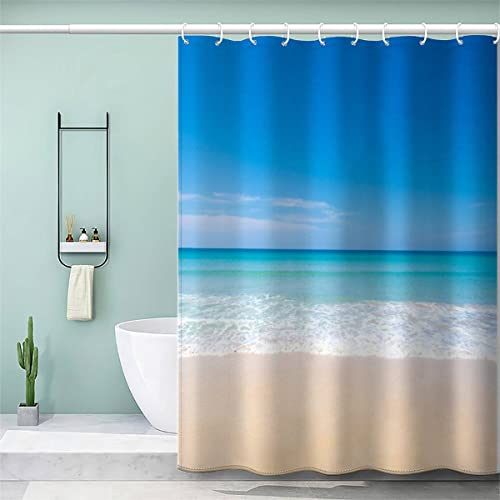 AKATIE Duschvorhang Anti Schimmel 240x200 3D Motiv Wasserdicht Shower Curtain Wunderschöner Strand Meerblau Badewanne Vorhang Polyester mit 12 Haken AKATIE Duschvorhang Anti Schimmel 240x200 3D Motiv Wasserdicht Shower Curtain Wunderschöner Strand Meerblau Badewanne Vorhang Polyester mit 12 Haken von AKATIE