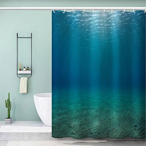 AKATIE Duschvorhang Blaues Meer Antischimmel Wasserdicht Duschvorhang 120x180 Kinder Jungen Mädchen Thema Ozean Duschvorhang Polyester Textil mit 12 Hooks von AKATIE