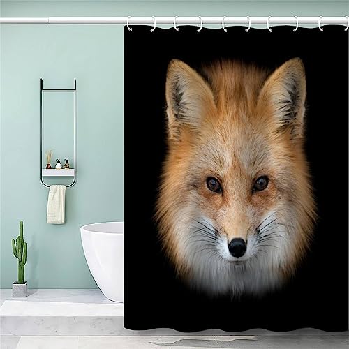AKATIE Duschvorhang Rotfuchs Tier Antischimmel Wasserdicht Duschvorhang 120x180 Kinder Jungen Mädchen Fuchs Duschvorhang Polyester Textil mit 12 Hooks von AKATIE