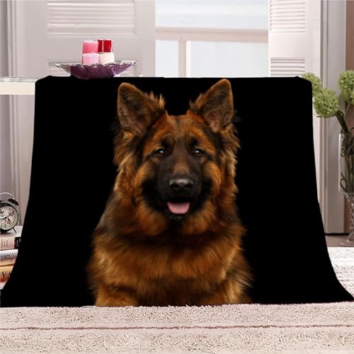 AKATIE Kuscheldecke Deutscher Schäferhund 3D-Druck Kinder Sofadecke Flanelldecke Tier Hund Schwarz Couchdecke Flauschige Wohndecke 130x150 cm Reisedecke Sofaüberwurf Decke von AKATIE