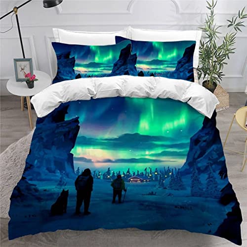 AKATIE Sommer Bettwäsche 220x240 Hochwertig 3D Motiv Bettbezug Nordlichter Romantisches Polarlicht Blau Bettwäsche 3-TLG Mikrofaser Luxus Erwachsene Bettbezug Set Mit ReißVerschluss AKATIE Sommer Bettwäsche 220x240 Hochwertig 3D Motiv Bettbezug Nordlichter Romantisches Polarlicht Blau Bettwäsche 3-TLG Mikrofaser Luxus Erwachsene Bettbezug Set Mit ReißVerschluss von AKATIE