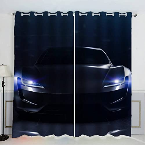 AKATIE Vorhang Sportwagen Rennwagen Polyester Vorhänge mit Ösen 2er Set Gardinen Extremsport 3D Drucken Verdunkelungsvorhang für Wohnzimmer Schlafzimmer (234x137 cm) von AKATIE