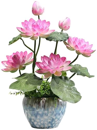 AKAZI Kunstblume mit Topf, Orchideensimulation, Lotus-Dekoration mit Vase, Kunstblumen, Dekorationssimulation, Pflanze, Topfarrangement, Kunstblume mit Vase, Orchidee (Rosa) von AKAZI