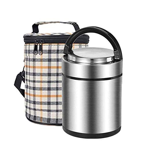 Lunchbox, tragbare Thermo-Lunchflasche aus Edelstahl, Vakuum-Thermo-Lunchbehälter mit Isolierbeutel, auslaufsicherer, isolierter Lebensmittelbehälter, Lunch-Lösung im Bento-Stil bietet langlebig (Si von AKAZI