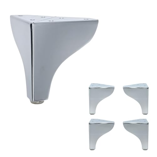 AKB Hardware Set mit 4 Designer-Metallbeinen – robuste Möbelbeine für Sofatische, Couchtische und DIY-Projekte – moderner Stil mit einfacher Installation (Chrom, 10,2 cm H) von AKB Hardware