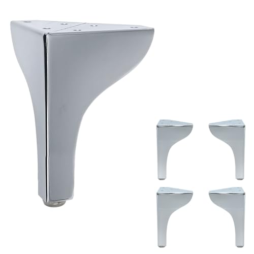 AKB Hardware Set mit 4 Designer-Metallbeinen – robuste Möbelbeine für Sofatische, Couchtische und DIY-Projekte – moderner Stil mit einfacher Installation (Chrom, 15,2 cm H) von AKB Hardware