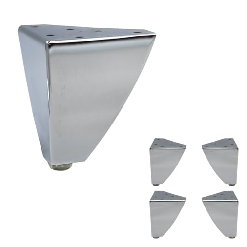 AKB Hardware Set mit 4 Sofa-Schranktischen im klassischen Stil mit robusten Metallbeinen, langlebige Möbel für Wohnzimmer, Eingangsbereich und Schlafzimmer (Chrom, 10,2 cm H) von AKB Hardware