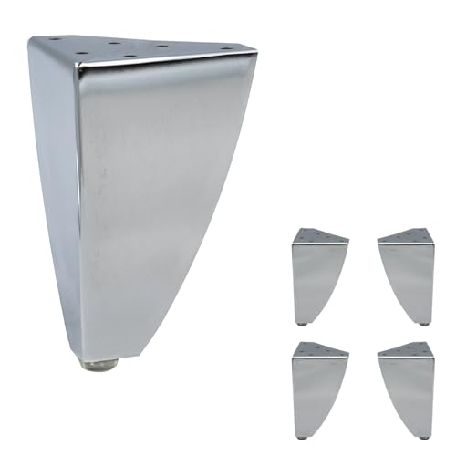 AKB Hardware Set mit 4 Sofa-Schranktischen im klassischen Stil mit robusten Metallbeinen, langlebige Möbel für Wohnzimmer, Eingangsbereich und Schlafzimmer (Chrom, 15,2 cm H) von AKB Hardware