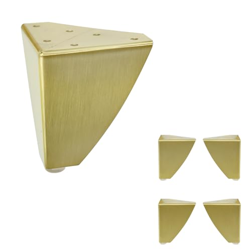 AKB Hardware Set mit 4 Sofa-Schranktischen im klassischen Stil mit robusten Metallbeinen, langlebige Möbel für Wohnzimmer, Eingangsbereich und Schlafzimmer (gebürstetes Messing, 10,2 cm H) von AKB Hardware