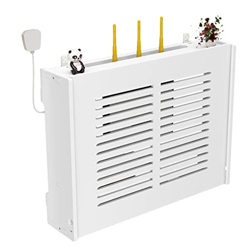 AKBANT Wi-Fi-Router-Aufbewahrungsboxen, schwimmendes Regal, an der Wand montiertes mehrschichtiges TV-Set-Top-Rack, Kabel, Stromkabelhalterung, Aufbewahrungsregal,White-47x11x36cm von AKBANT