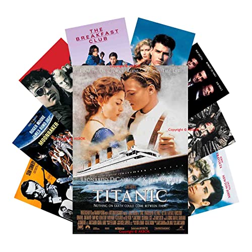 AKBOK 9 Stück Vintage Filmposter Retro Klassische Filmposter 80er 90er Film Kunstdrucke für Theater Wohnheim Zimmer Männerhöhle Dekor 20,3 x 30,5 cm ungerahmt von AKBOK