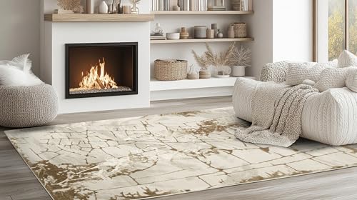 AKCILA Garda Teppiche Wohnzimmer Beige 160x230 cm| Rechteckig Teppich Schlafzimmer| Teppiche Gegend |Wohnzimmerteppich|Tepich Waschbarer |Teppich groß | Rug the Carpet Living Room|Bedroom Rugs Carpets von AKCILA