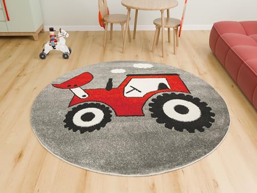 AKCILA Lima runden Kinder Teppich Traktor Grau | Rot 120 cm|Kinderzimmer Kurzflor Teppiche | Kinderteppich Jungen |Kids Carpet | Spielteppich Kinder | Babyzimmer Tepich | Wohnzimmer|Schlafzimmer AKCILA Lima runden Kinder Teppich Traktor Grau | Rot 120 cm|Kinderzimmer Kurzflor Teppiche | Kinderteppich Jungen |Kids Carpet | Spielteppich Kinder | Babyzimmer Tepich | Wohnzimmer|Schlafzimmer von AKCILA