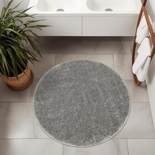AKCILA Malmo Grau Teppich mit Glanz Runden 67 cm Shaggy Badematten & Badteppiche Badezimmerteppich Bad Vorleger waschbar rutschfest Bathroom Rug dusche Teppich Badmatten Schlafzimmerteppich AKCILA Malmo Grau Teppich mit Glanz Runden 67 cm Shaggy Badematten & Badteppiche Badezimmerteppich Bad Vorleger waschbar rutschfest Bathroom Rug dusche Teppich Badmatten Schlafzimmerteppich von AKCILA