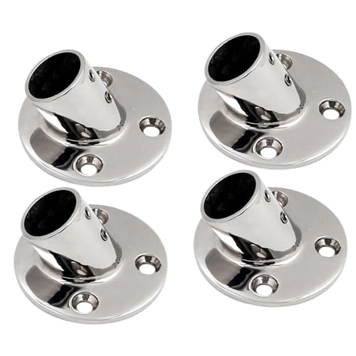 4 Stück 22 mm/25 mm 60 ° Bootshandlauf, runde Basis, Rohr, Bootsdeck-Handlauf, Edelstahl 316(22mm 60 degree) von AKDDNZX