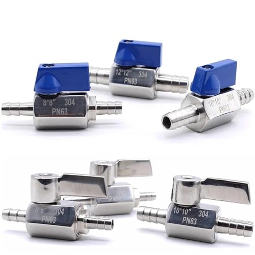 Blauer silberner Kugelhahn aus Edelstahl, 7 mm, 8 mm, 10 mm, 12 mm, Pagodenadapter, 304 Hardware, 2-Wege-Gaskugelhahn, spitzer Mund, 1 Stück(70A,8mm) von AKDDNZX