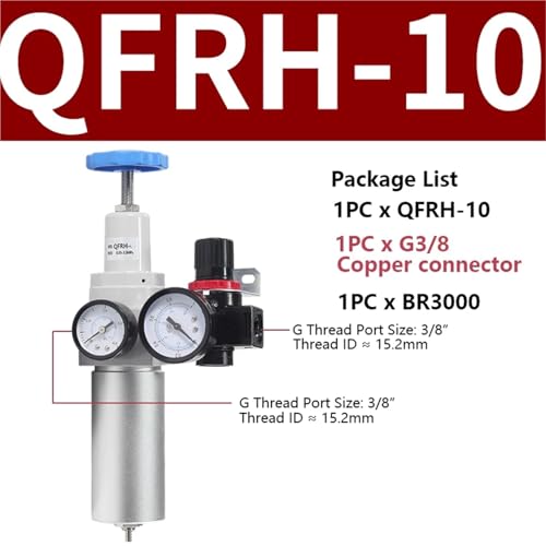 QTYH QFRH+BR Hochdruck-Entlastungsventil, Luftkompressor-Zubehör, Präzisions-pneumatischer Luftdruckregler, Regelventil(QFRG-10 BR3000) von AKDDNZX