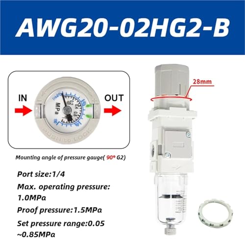 Typ AWG20 Serie Modularer Filterregler mit eingebautem Druckmesser AWG20-01HG1-B AWG20-01HG2-B AWG20-02HG3-B(AWG20-02HG2-B) von AKDDNZX