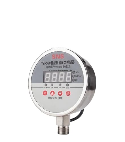 YZ-S90 Edelstahl Druckschalter Controller Intelligente Digitalanzeige Vakuum Elektrisches Kontaktdruckmessgerät(Black,0-40mpa) von AKDDNZX