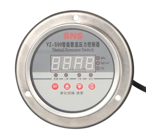 YZ-S90 Edelstahl Druckschalter Controller Intelligente Digitalanzeige Vakuum Elektrisches Kontaktdruckmessgerät(WHITE,0-0.2mpa) von AKDDNZX