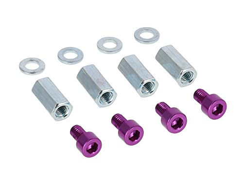 Set: 4x Aluminium-Schrauben Violett + Langmuttern + Scheiben, für Zylinderkopf von AKF