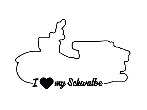 Aufkleber - "I LOVE MY SCHWALBE" Folienplot Schwarz, mit Übertragungsfolie von AKF
