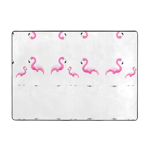 AKGFFDS Bedruckter Teppich mit der fröhlichen Kranichfamilie, 203,2 x 147,3 cm, für Wohnzimmer, Büro, Couchtisch, Bett, Balkon, weich, flauschig, wasserabsorbierend, langlebig von AKGFFDS