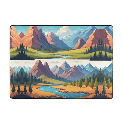 AKGFFDS Bedruckter Teppich mit natürlicher Landschaft, 203,2 x 147,3 cm, für Wohnzimmer, Büro, Couchtisch, Bett, Balkon, weich, flauschig, wasserabsorbierend, langlebig von AKGFFDS