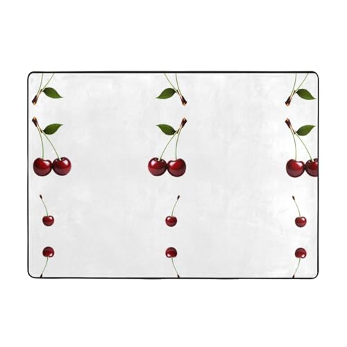 AKGFFDS Bedruckter Teppich mit süßen Kirschen, 203,2 x 147,3 cm, für Wohnzimmer, Büro, Couchtisch, Bett, Balkon, weich, flauschig, wasserabsorbierend, langlebig von AKGFFDS