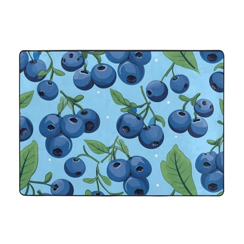 AKGFFDS Delicious Blueberries Bedruckter Teppich, 203,2 x 147,3 cm, für Wohnzimmer, Büro, Couchtisch, Bett, Balkon, weich, flauschig, wasserabsorbierend, langlebig von AKGFFDS