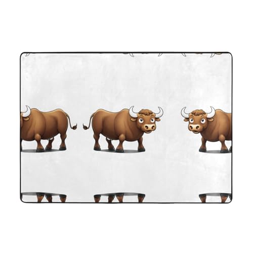 AKGFFDS Ein starker kleiner Bull-Druckteppich, 203,2 x 147,3 cm, für Wohnzimmer, Büro, Couchtisch, Bett, Balkon, weich, flauschig, wasserabsorbierend, langlebig von AKGFFDS
