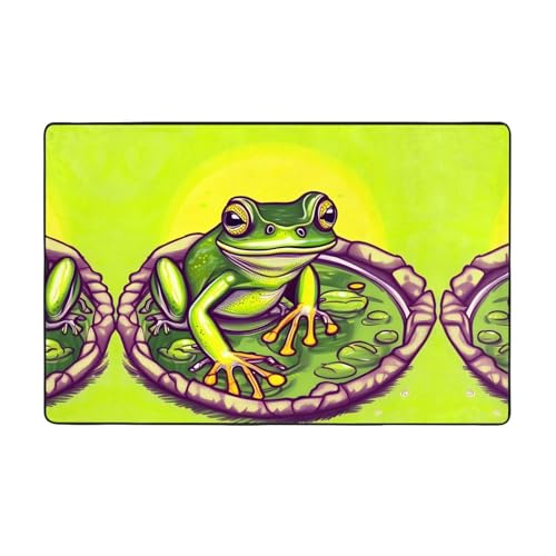 AKGFFDS Flanell-Teppich mit Frosch im Teich, 152,4 x 99,1 cm, Bodenmatte für Wohnzimmer, Büro, Couchtisch, Bett, Balkon von AKGFFDS