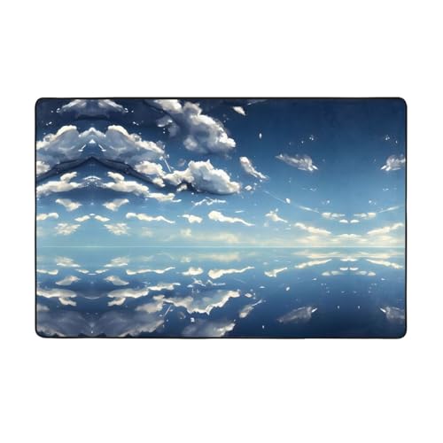 AKGFFDS Flanellstoff-Teppich mit blauem Himmel und weißen Wolken, 152,4 x 99,1 cm, Bodenmatte für Wohnzimmer, Büro, Couchtisch, Bett, Balkon AKGFFDS Flanellstoff-Teppich mit blauem Himmel und weißen Wolken, 152,4 x 99,1 cm, Bodenmatte für Wohnzimmer, Büro, Couchtisch, Bett, Balkon von AKGFFDS